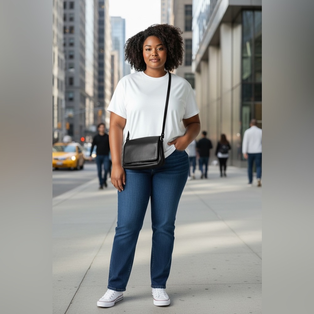 Sleek Black Leather Shoulder Bag